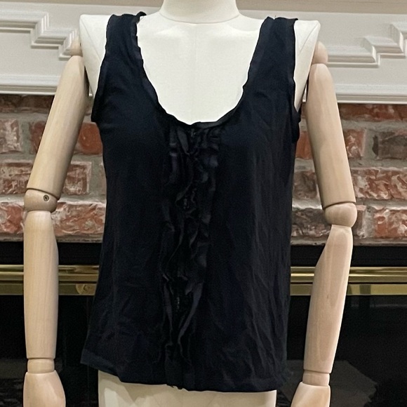 J. Crew Tops - J. Crew ruffled black tank top / S / Excellent condition